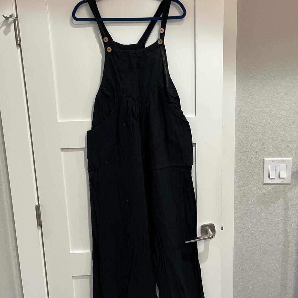 Natural Life Black Overalls with Wooden Buttons